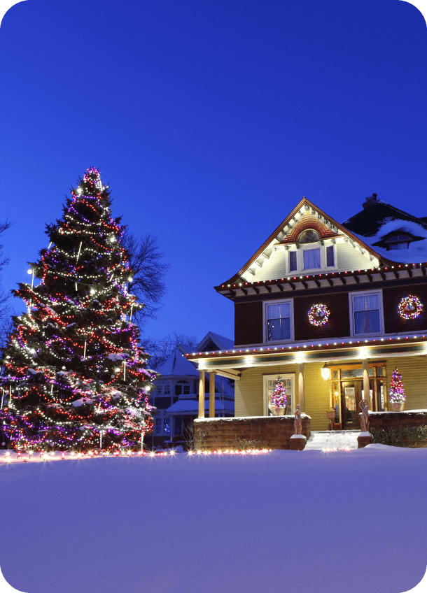 Beautiful christmas lights on a victorian house